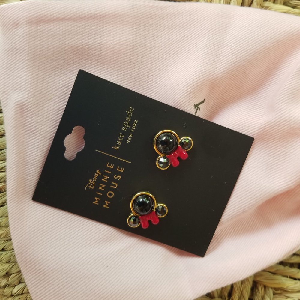Kate Spade Minnie Mouse Earrings Studs Black Red - Picture 2 of 7